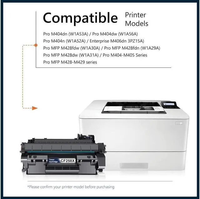 Alt view image 4 of 6 - [High Yield, with Latest CHIP] 58X Toner Cartridge CF258X Black Replacement for 58X Toner Pro M404n M404dn M404dw Pro MFP M428fdw M428fdn M428dw M304 Printer Ink 1 Pack