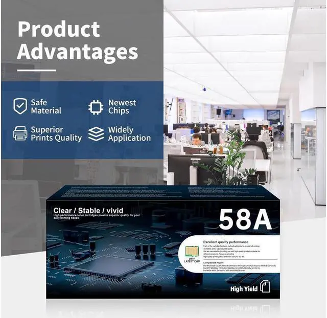 Alt view image 4 of 7 - 58A CF258A Toner Cartridge with Chip Black | Replacement for 58X CF258X High Yield Toner Cartridge for Enterprise M406 Series, MFP M430 Series, Pro M404 Series, MFP M428 Series Printer Ink 1 Pack