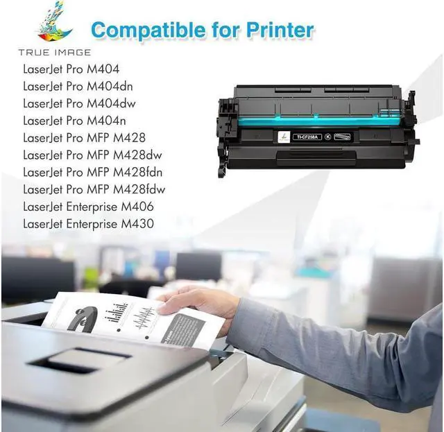 Alt view image 2 of 6 - TRUE IMAGE Compatible Toner Cartridge Replacement for 58A CF258A 58X CF258X M428fdw Pro M404n M404dn M404dw MFP M428fdn M428dw M304 M404 M428 Printer Toner (Black, 2-Pack)