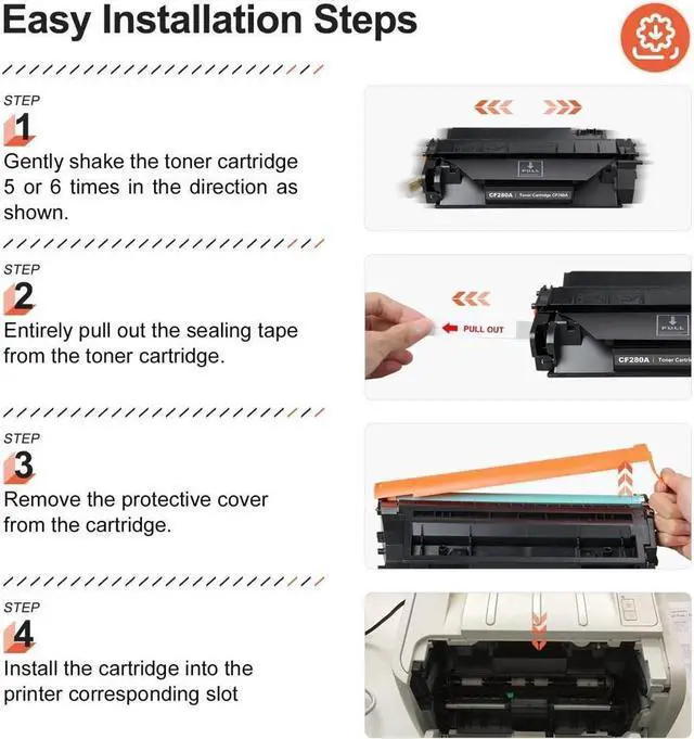 Alt view image 4 of 6 - V4INK 2-Pack Compatible Toner Cartridge Replacement for 80A CF280A Toner Cartridge Black Ink for use in LaserJet Pro 400 M401N M401DN M401DNE M401DW, HP LJ Pro 400 MFP M425DN M425DW Printer