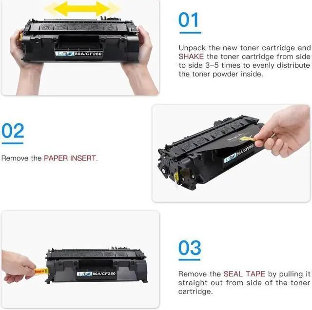 Alt view image 7 of 7 - LxTek Compatible Toner Cartridge Replacement for 80A CF280A 80X CF280X 05A CE505A to use with Laserjet Pro 400 M401dne M401dn M401dw M401n, Pro 400 MFP M425dn M425dw (2 Black, High Yield)