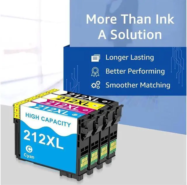 Alt view image 3 of 7 - Palmtree Compatible Ink Cartridge Replacement for 212XL T212XL 212 XL T212 for XP-4100 XP-4105 WF-2830 WF-2850 Printer Ink (4 Packs, 1 Black, 1 Cyan, 1 Magenta, 1 Yellow)