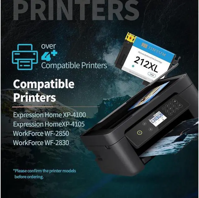 Alt view image 2 of 6 - 212XL Ink Cartridges Remanufactured 212 Ink Cartridges for 212XL T212XL for use with Expression Home XP-4100 XP-4105 Workforce WF-2850 WF-2830 Printer (4-Pack)