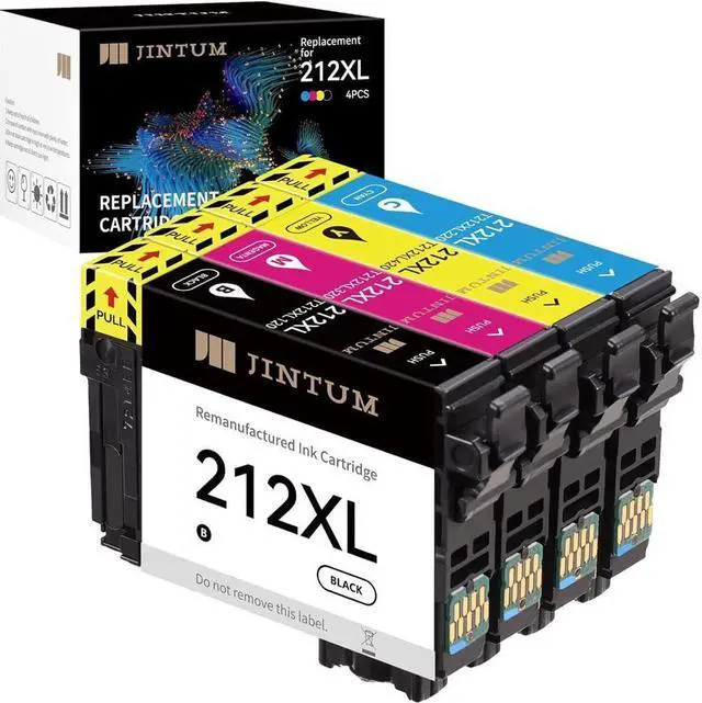 Main image of 212XL Ink Cartridges Remanufactured 212 Ink Cartridges for 212XL T212XL for use with Expression Home XP-4100 XP-4105 Workforce WF-2850 WF-2830 Printer (4-Pack)
