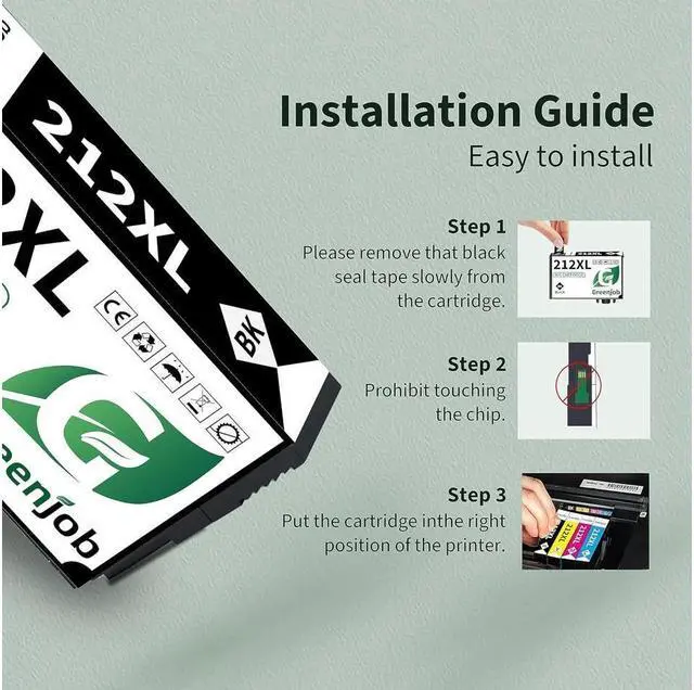 Alt view image 5 of 7 - Greenjob 212XL Black Ink Remanufactured Replacement for 212 Black Ink Cartridges 2 Pack 212 XL T212XL T212 for Workforce WF-2830 WF-2850 Expression Home XP-4100 XP-4105 Printer (2 Black)