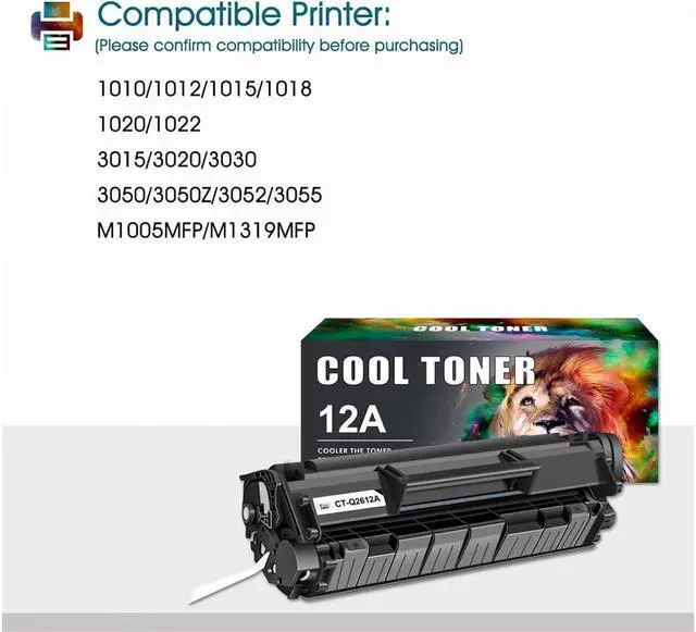 Alt view image 2 of 7 - Cool Toner 4PK 104 Q2612A 12A Toner Compatible for 12A Q2612A 104 FX-10 FX-9 Toner Cartridge  Laserjet 1020 1018 1012 1022  ImageClass MF4150 MF4270 MF4350d MF4370dn D420 D480 Toner