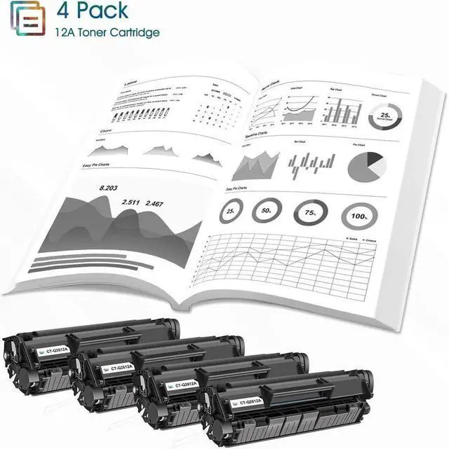 Alt view image 4 of 7 - Cool Toner 4PK 104 Q2612A 12A Toner Compatible for 12A Q2612A 104 FX-10 FX-9 Toner Cartridge  Laserjet 1020 1018 1012 1022  ImageClass MF4150 MF4270 MF4350d MF4370dn D420 D480 Toner