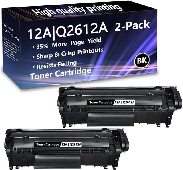 Main image of 2 Pack (2 Black) 12A | Q2612A Toner Cartridge Replacement for 1020,1022,1022n,1010,1012,1015,1018,3052 MFP,3055 MFP,3050 MFP,3030 MFP,3020 MFP,3380 MFP,3015 MFP,M1319f,M1120 MFP Printer.