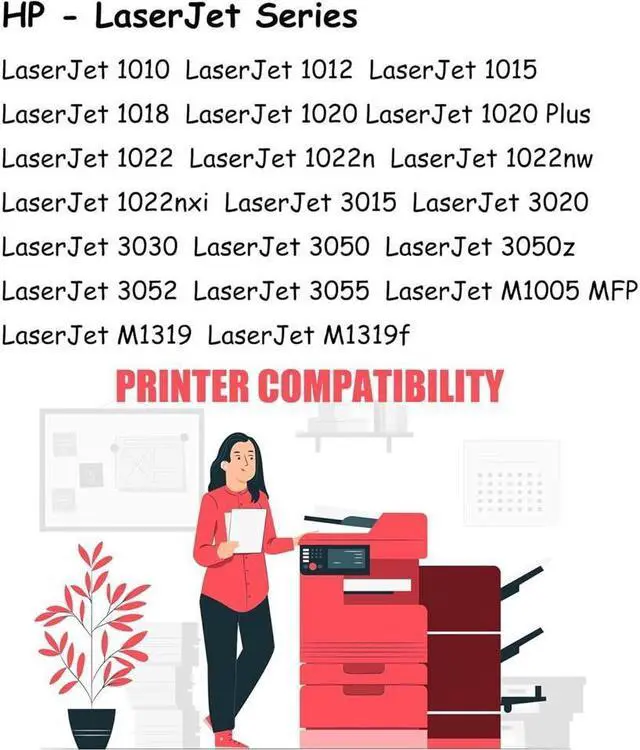 Alt view image 2 of 7 - 2 Pack PrinterPro Compatible Replacement for 12A Q2612A q2612 12a Black Toner Cartridge for Laserjet 1010 1012 1018 1020 1022 1022n 1022nw 3015 3020 3030 3050 3052 3055 M1319 M1319f (2 Pack)