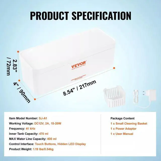 Alt view image 5 of 7 - Ultrasonic Jewelry Cleaner Ultrasonic Cleaner Machine Portable 16oz(470ml)