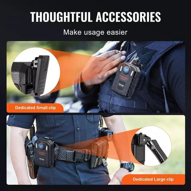 Alt view image 6 of 7 - 1440P Police Body Camera 64G Body Cam with 2850 mAh Battery Night Vision