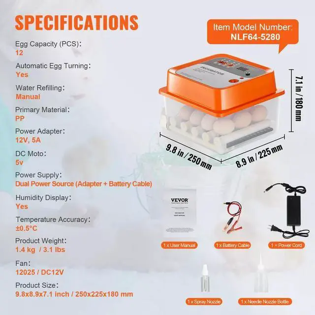 Alt view image 7 of 7 - Egg Incubator Incubators for Hatching Eggs Auto Egg Turning 12 Eggs