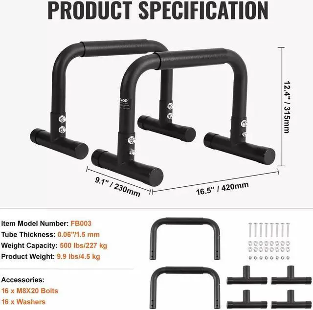 Alt view image 7 of 7 - Dip Bars Dip Stand Station 500 lbs Workout Equipment for Strength Training