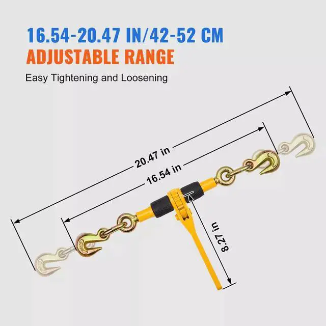 Alt view image 6 of 7 - Chain Binder Ratchet Load Binder 1/4"-5/16" 2600 lbs for Tie Down 2 Pack