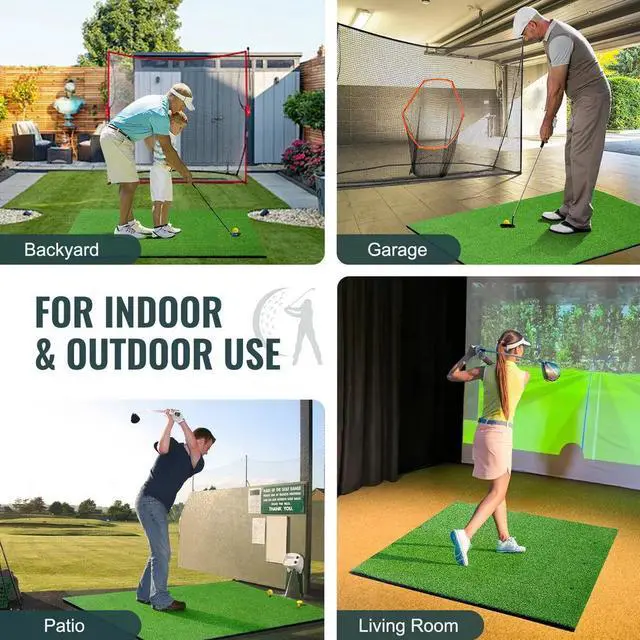 Alt view image 4 of 7 - 5x4ft Golf Hitting Mat Turf Golf Training Aid Indoor Outdoor Practice