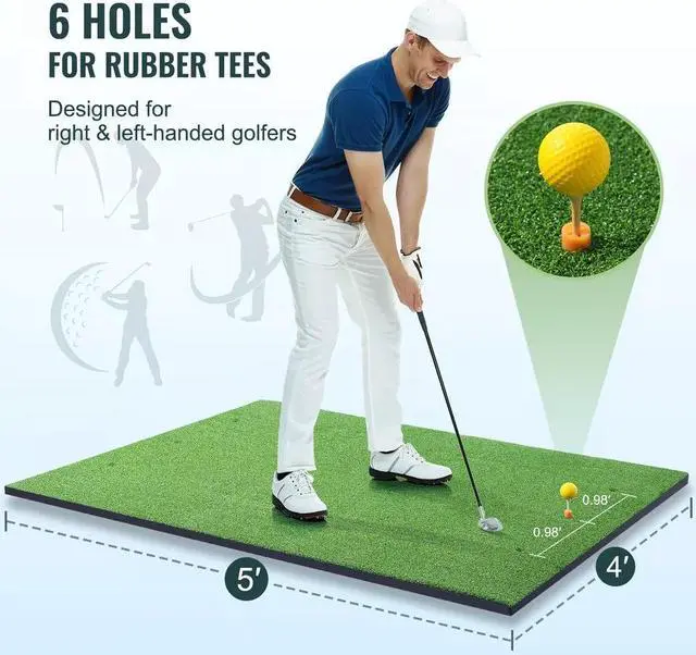 Alt view image 2 of 7 - 5x4ft Golf Hitting Mat Turf Golf Training Aid Indoor Outdoor Practice