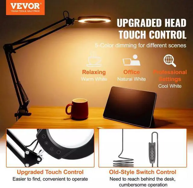 Alt view image 6 of 7 - Magnifying Glass with Light & Base 5X Magnifying Lamp 4.3