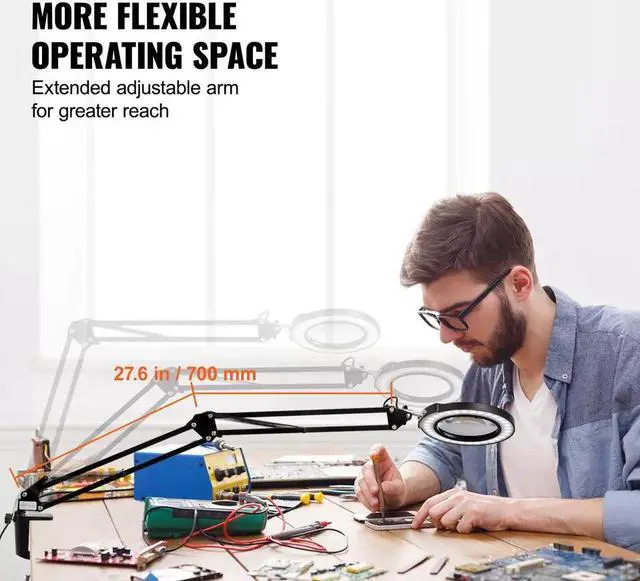 Alt view image 2 of 7 - Magnifying Glass with Light & Base 5X Magnifying Lamp 4.3