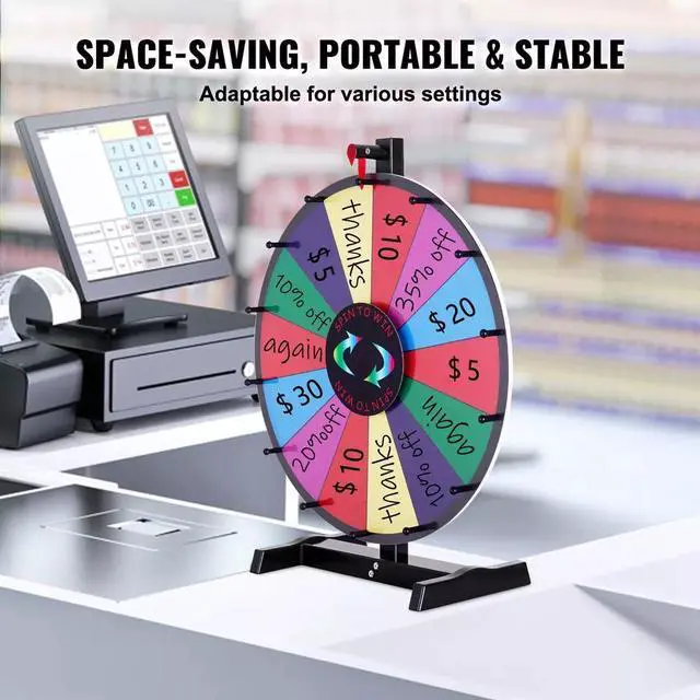 Alt view image 6 of 7 - 24" Spinning Prize Wheel 14 Slots Tabletop Spinner for Trade Show Carnival