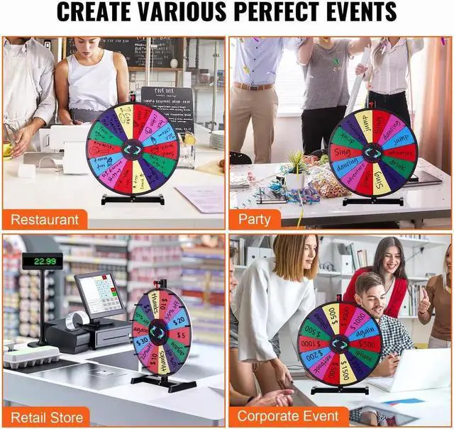 Alt view image 3 of 7 - 24" Spinning Prize Wheel 14 Slots Tabletop Spinner for Trade Show Carnival