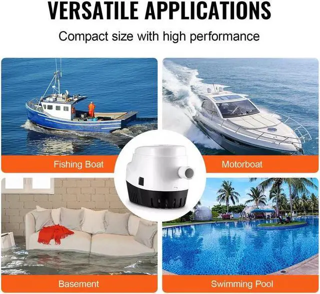 Alt view image 6 of 7 - Electric Bilge Pump Marine Submersible Bilge Sump Water Pump 750GPH 12V