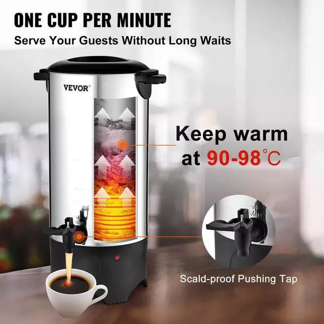 Alt view image 2 of 7 - Commercial Coffee Urn 50 Cup Stainless Steel Coffee Dispenser Fast Brew
