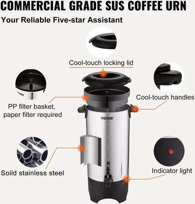 Alt view image 6 of 7 - Commercial Coffee Urn 50 Cup Stainless Steel Coffee Dispenser Fast Brew
