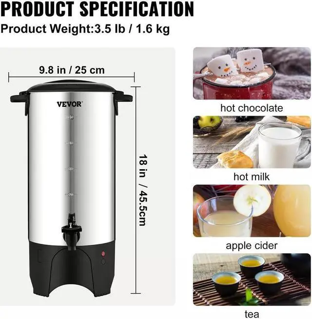 Alt view image 7 of 7 - Commercial Coffee Urn 50 Cup Stainless Steel Coffee Dispenser Fast Brew