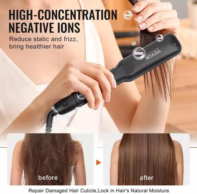 Alt view image 6 of 7 - Hair Straightener 1.5-inch Titanium Flat Iron & Negative Ion 25 Temp Level