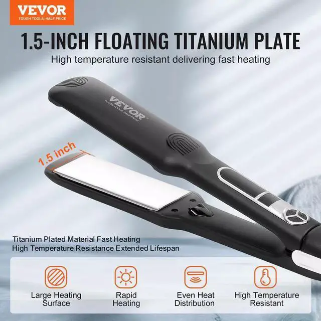 Alt view image 2 of 7 - Hair Straightener 1.5-inch Titanium Flat Iron & Negative Ion 25 Temp Level