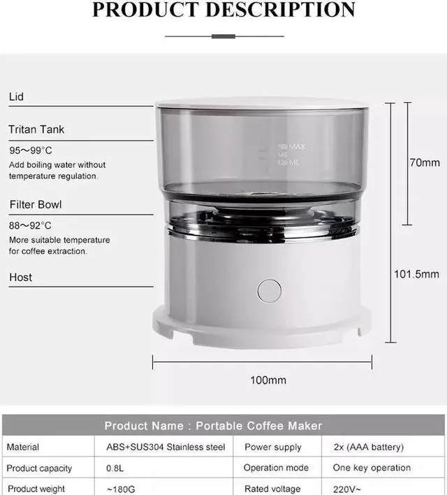 Alt view image 7 of 7 - Coffee Machine Drip Coffee Maker Portable Pot Smart Auto Machine for Home