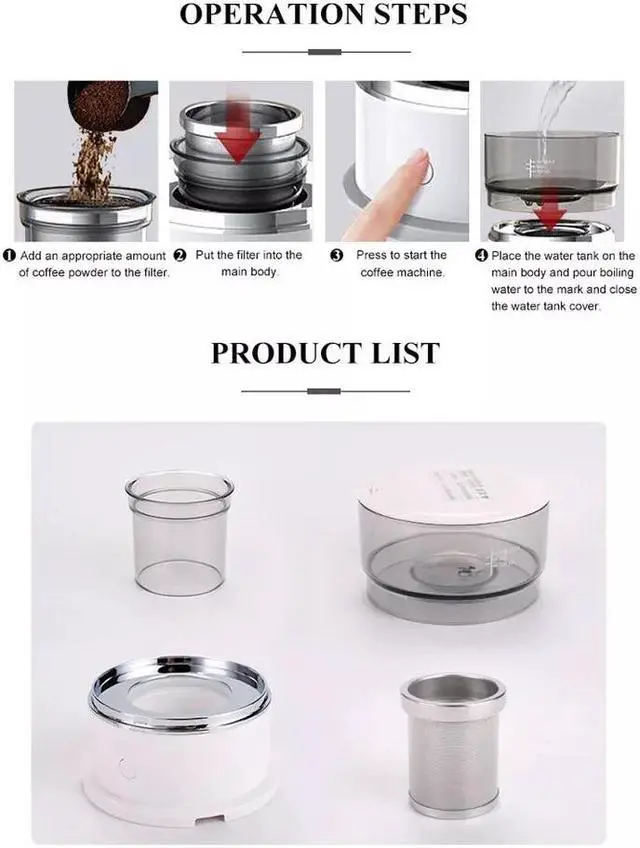 Alt view image 6 of 7 - Coffee Machine Drip Coffee Maker Portable Pot Smart Auto Machine for Home