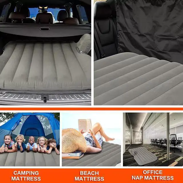 Alt view image 2 of 7 - Inflatable Car Travel Air Mattress Back Seat w/ Air Pump Car Sleeping Mattress