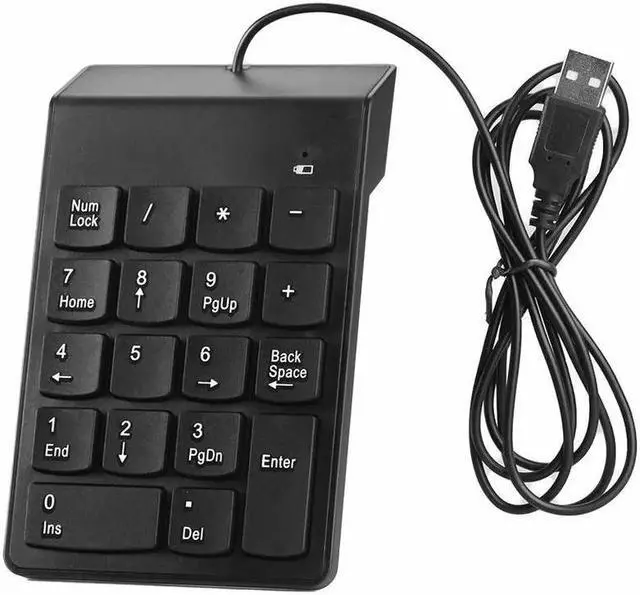Alt view image 5 of 6 - USB Numeric Keypad Number Keyboard Pad Wired Plam Size 18 Keys Black