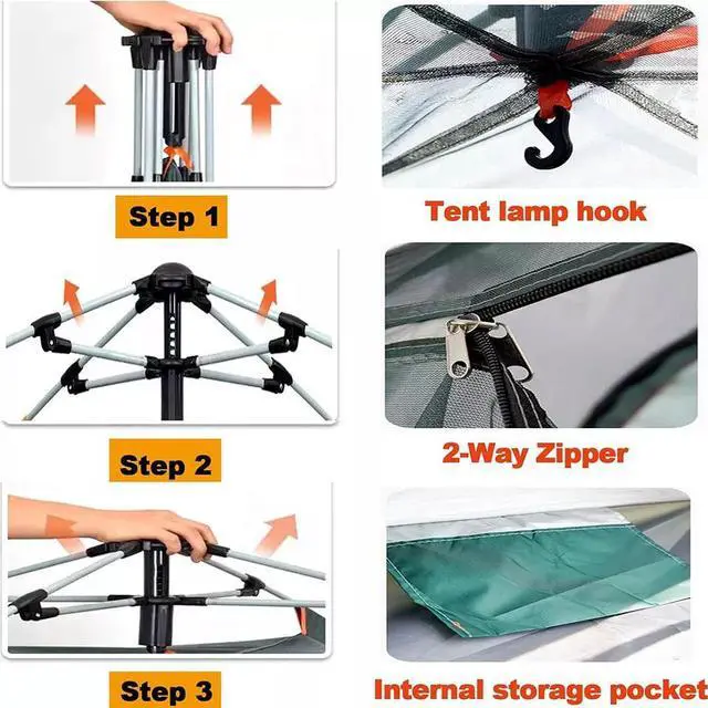 Alt view image 4 of 7 - Camping Tent Waterproof Windproof 5 Person Easy Pop Up Setup Outdoor Picnic