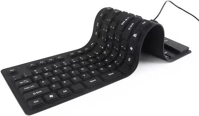 Alt view image 3 of 3 - Waterproof Silicone Keyboard Foldable Flexible USB Dustproof DirtProof Full Size