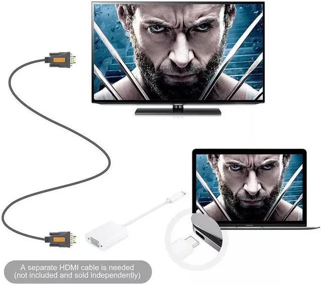 Alt view image 5 of 6 - USB 3.1 Type C to VGA USB-C HDTV Adapter Cable for New Apple Macbook 12 In 2015