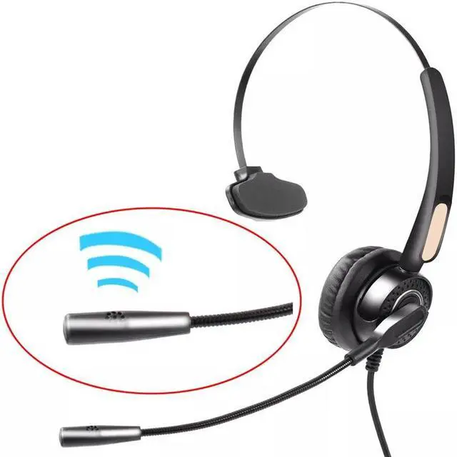 Alt view image 6 of 7 - Mono Office Headphone with Microphone Headset with RJ9 Jack & 3.5mm Connector