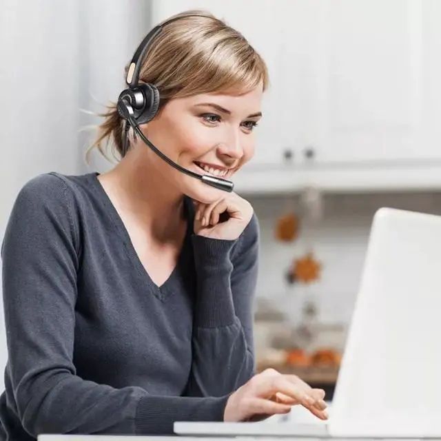 Alt view image 2 of 7 - Mono Office Headphone with Microphone Headset with RJ9 Jack & 3.5mm Connector