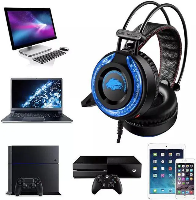 Alt view image 2 of 5 - 3.5mm Wired Gaming Stereo Headset Wired Over Ear Gaming Noise Cancelling LED