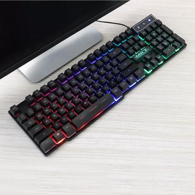Alt view image 2 of 6 - Gaming Keyboard RGB LED Light Backlit Gamer USB Wired Silent Keyboard Noiseless