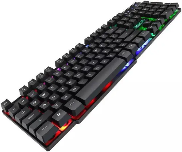 Alt view image 6 of 6 - Gaming Keyboard RGB LED Light Backlit Gamer USB Wired Silent Keyboard Noiseless