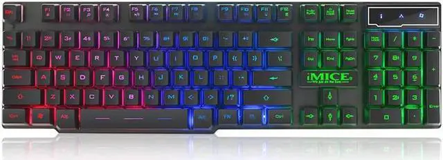 Alt view image 4 of 6 - Gaming Keyboard RGB LED Light Backlit Gamer USB Wired Silent Keyboard Noiseless