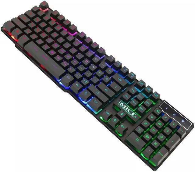 Alt view image 5 of 6 - Gaming Keyboard RGB LED Light Backlit Gamer USB Wired Silent Keyboard Noiseless