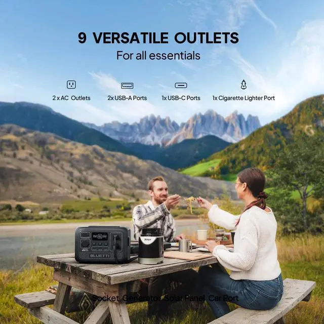 Alt view image 2 of 7 - BLUETTI Portable Power Station AC2A with 100W Solar Panel, 204Wh LiFePO4 Battery Backup w/ 2 300W (600W Power Lifting) AC Outlets, Recharge to 80% in 40 Min., Solar Generator for Outdoor Camping