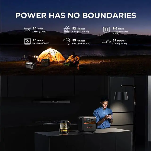 Alt view image 5 of 7 - Bluetti ECO AC180P Power Station, 1440Wh | 1800W Portable Solar Generator for Off-Grid Living