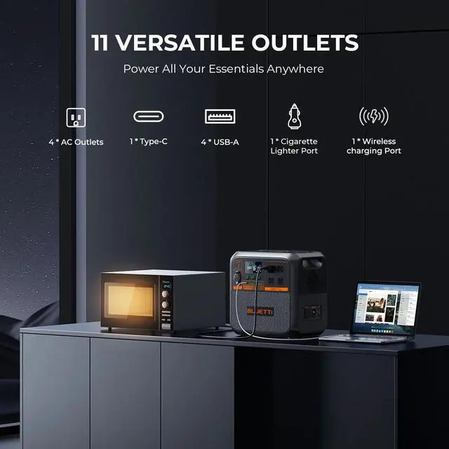 Alt view image 6 of 7 - Bluetti ECO AC180P Power Station, 1440Wh | 1800W Portable Solar Generator for Off-Grid Living