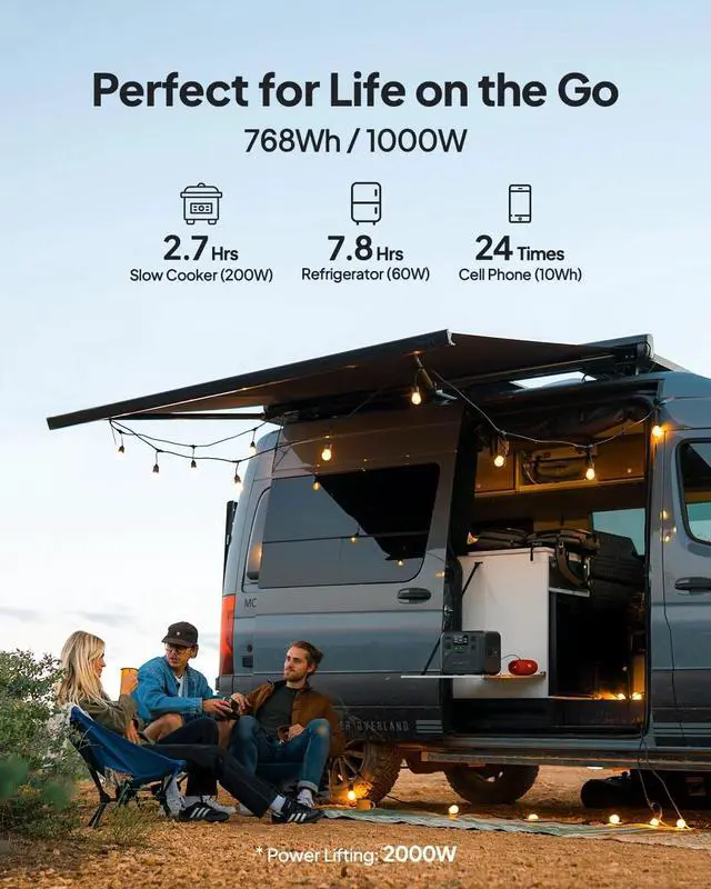 Alt view image 4 of 7 - BLUETTI Portable Power Station AC70 with 100W Solar Panel Included, 768Wh Solar Generator with 2 1000W AC Outlets, 0-80% in 45 Min, LiFePO4 Power for Camping