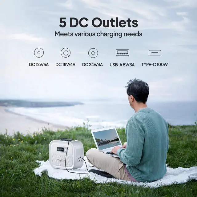 Alt view image 2 of 7 - BLUETTI CPAP Battery Backup X60, 614Wh Power Bank for CPAP Machine ResMed Airsense 10, Airsense 11, Airmini, Aircurve 10, S9, Dreamstation, CPAP Battery for Camping, Emergency Power
