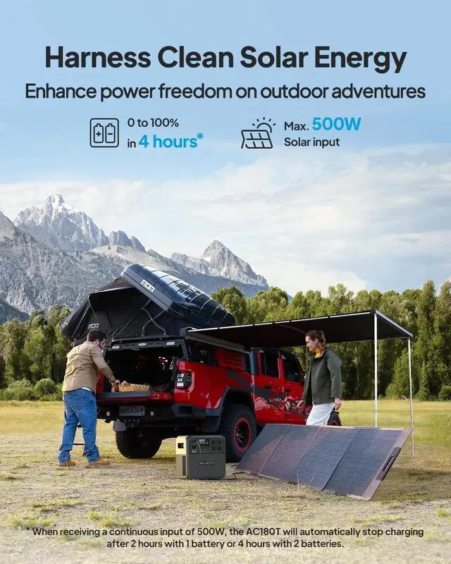 Alt view image 7 of 7 - BLUETTI AC180T Portable Power Station, 1432Wh LiFePO4 Battery Backup, 1800W (3600W Surge) AC Outlets, 0-80% Charge in 45 Min, Solar Generator for Camping, Outdoors, Emergency